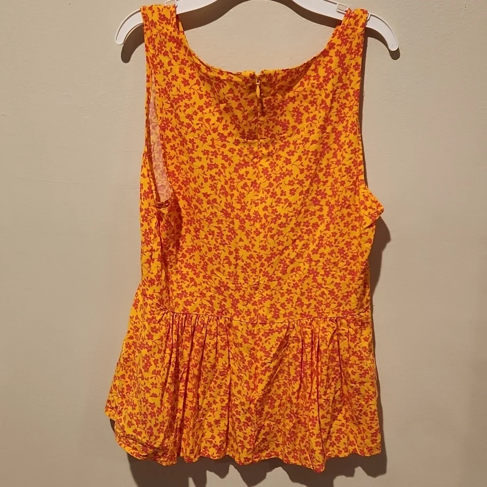 ❤️ NWOT! J CREW PINK YELLOW FLORAL PEPLUM TOP, 2